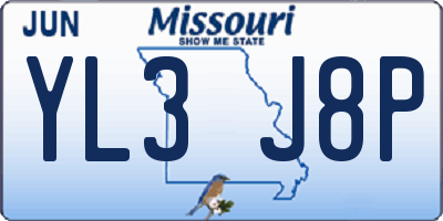 MO license plate YL3J8P