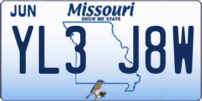 MO license plate YL3J8W