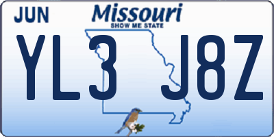 MO license plate YL3J8Z