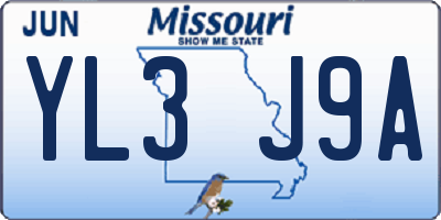 MO license plate YL3J9A
