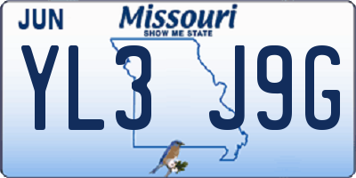 MO license plate YL3J9G