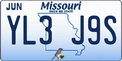 MO license plate YL3J9S