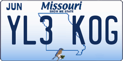 MO license plate YL3K0G