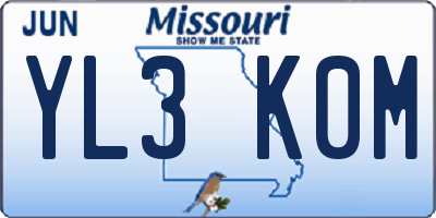 MO license plate YL3K0M