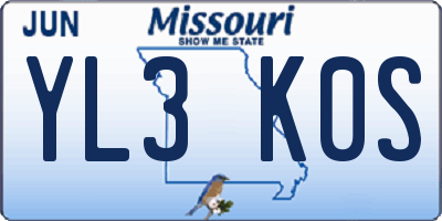 MO license plate YL3K0S