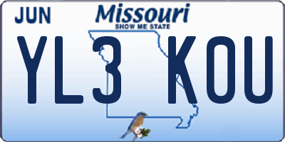 MO license plate YL3K0U