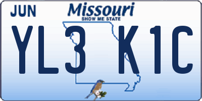 MO license plate YL3K1C