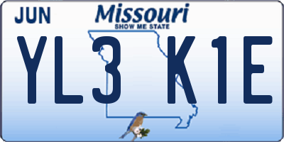 MO license plate YL3K1E