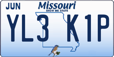 MO license plate YL3K1P