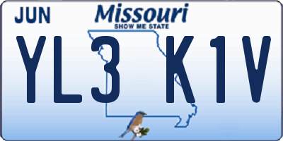 MO license plate YL3K1V