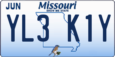 MO license plate YL3K1Y