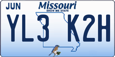 MO license plate YL3K2H