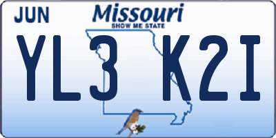MO license plate YL3K2I
