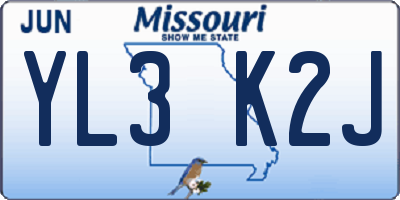 MO license plate YL3K2J