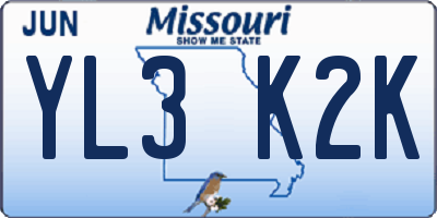 MO license plate YL3K2K