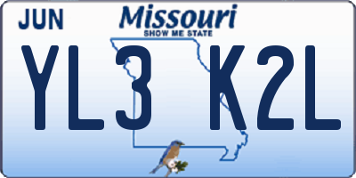 MO license plate YL3K2L
