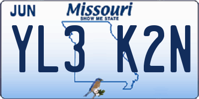 MO license plate YL3K2N