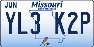 MO license plate YL3K2P