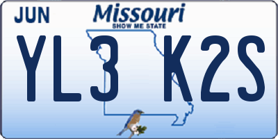 MO license plate YL3K2S