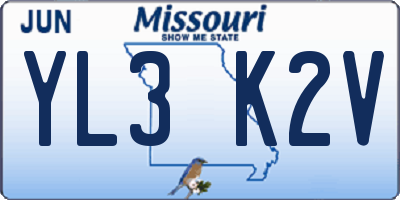MO license plate YL3K2V