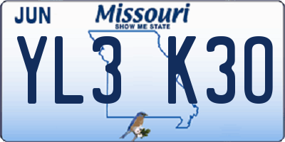 MO license plate YL3K3O
