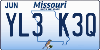 MO license plate YL3K3Q