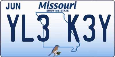MO license plate YL3K3Y
