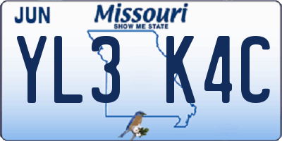 MO license plate YL3K4C
