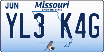 MO license plate YL3K4G