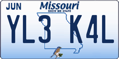 MO license plate YL3K4L