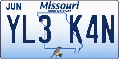 MO license plate YL3K4N