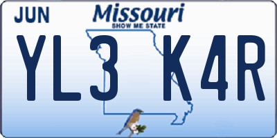 MO license plate YL3K4R