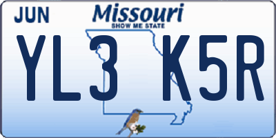 MO license plate YL3K5R