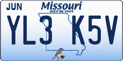MO license plate YL3K5V