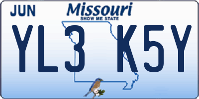 MO license plate YL3K5Y