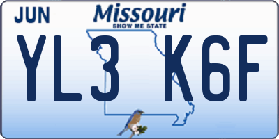 MO license plate YL3K6F