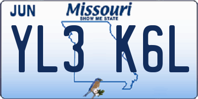 MO license plate YL3K6L