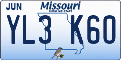 MO license plate YL3K6O