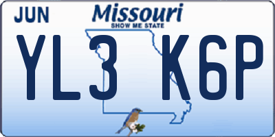 MO license plate YL3K6P