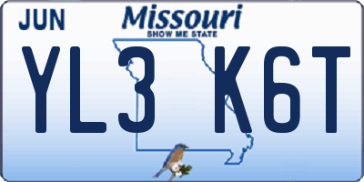 MO license plate YL3K6T