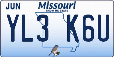 MO license plate YL3K6U