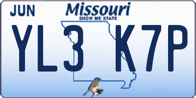 MO license plate YL3K7P