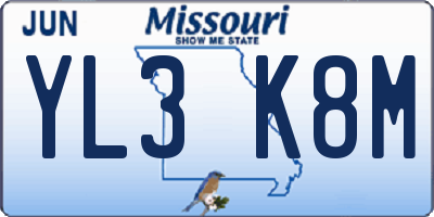 MO license plate YL3K8M