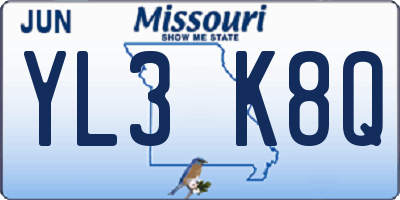 MO license plate YL3K8Q
