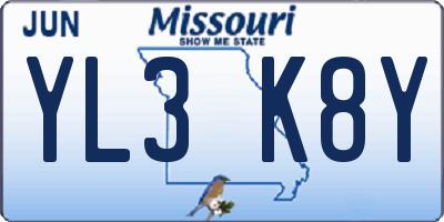 MO license plate YL3K8Y
