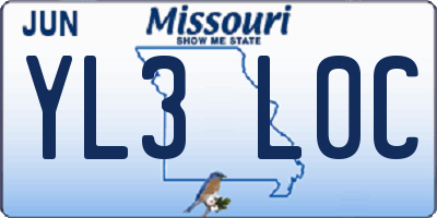 MO license plate YL3L0C