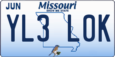 MO license plate YL3L0K