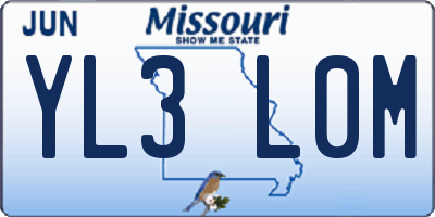 MO license plate YL3L0M