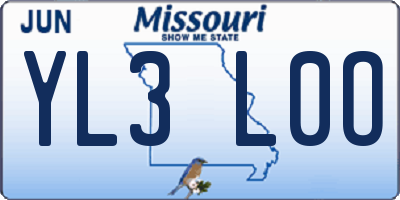 MO license plate YL3L0O