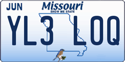 MO license plate YL3L0Q